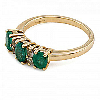 9ct gold Emerald/Cubic Zirconia 3 stone Ring size O